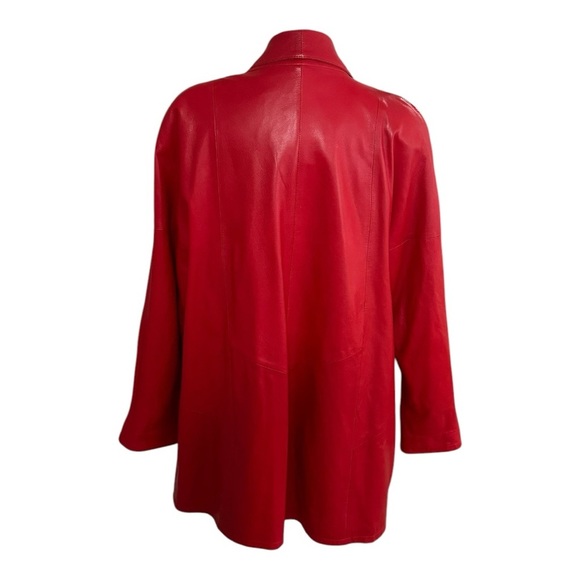REMY Red Leather Jacket Blazer Coat Size XS S M Soft Holiday Party Casual Luxury - Picture 2 of 6
